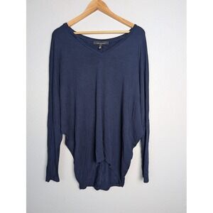 White House Black Market Sweater Pullover‎ Womens L Blue V-Neck Dolman Relaxed